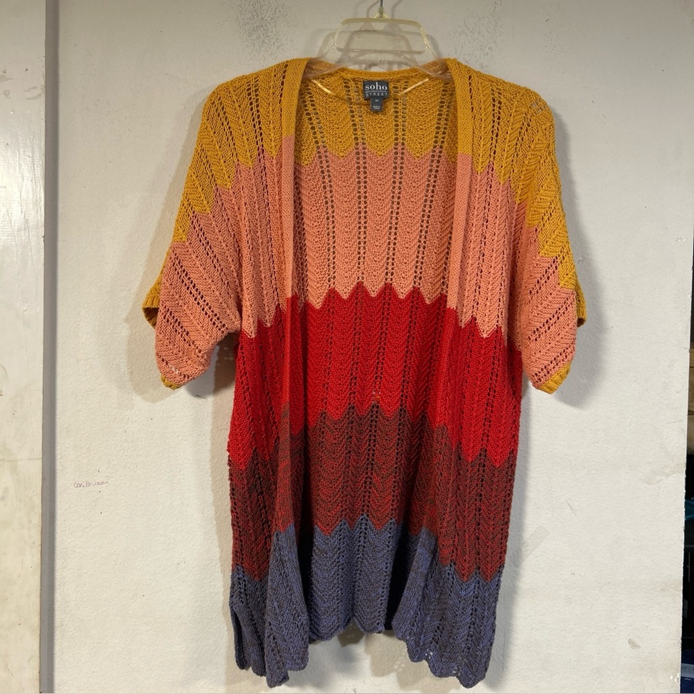 Soho colorblock Knit open cardigan Top